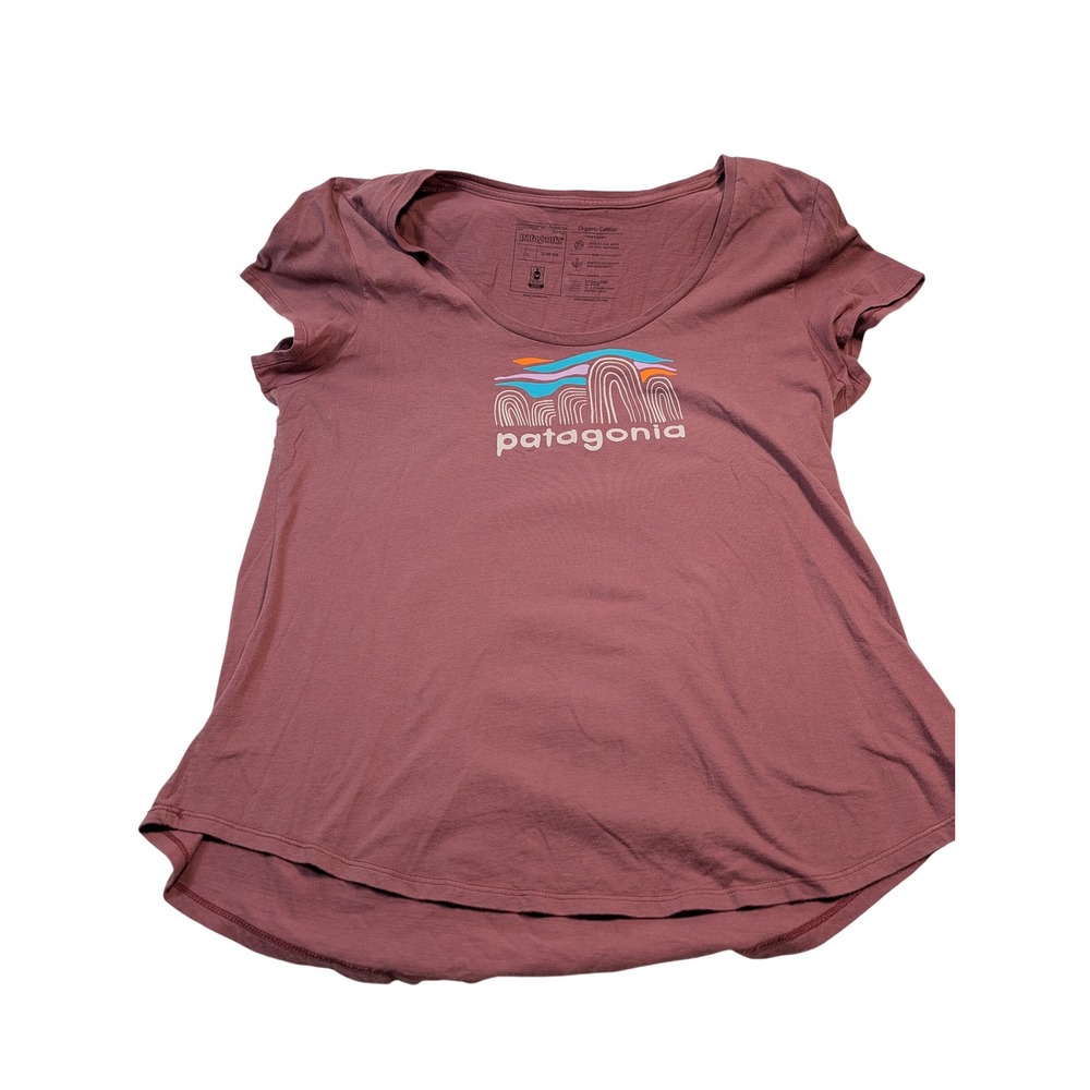 Patagonia Women Slim Fit Graphic Tee‎ L Burgundy STY39358
